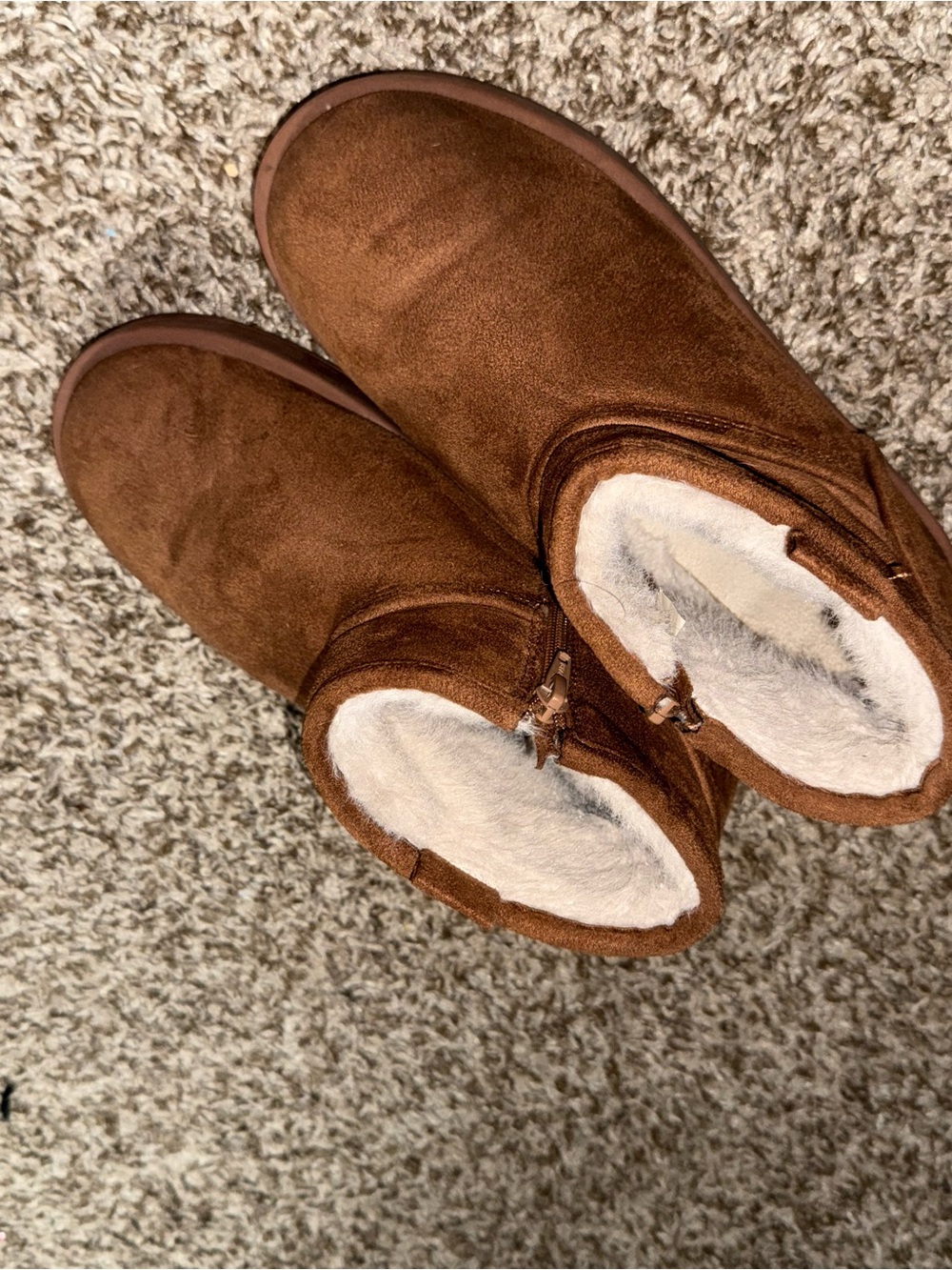 Brown Cozy Faux-Suede Winter Boots